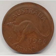 AUSTRALIA 1944Y. ONE 1 PENNY . ERROR . MIS-STRIKE . OFF CENTRE